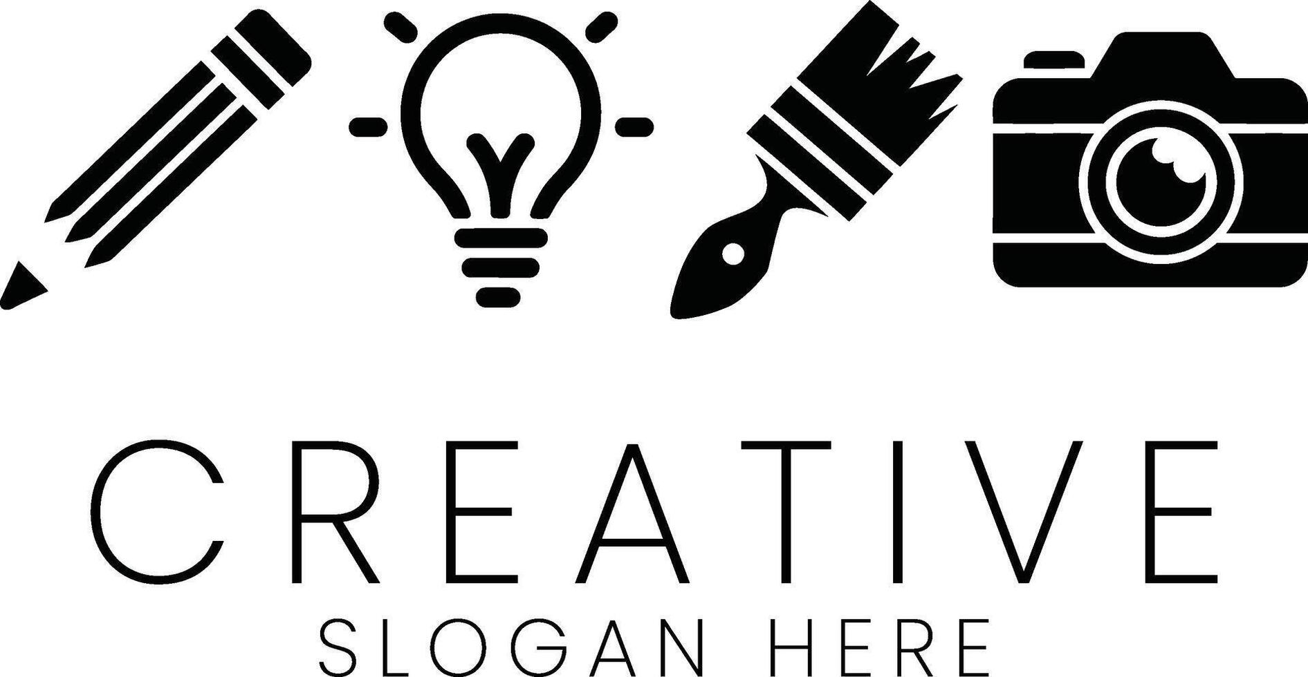 Creative Process Design Studio Art Icons Black White set idea image clean pencil vector