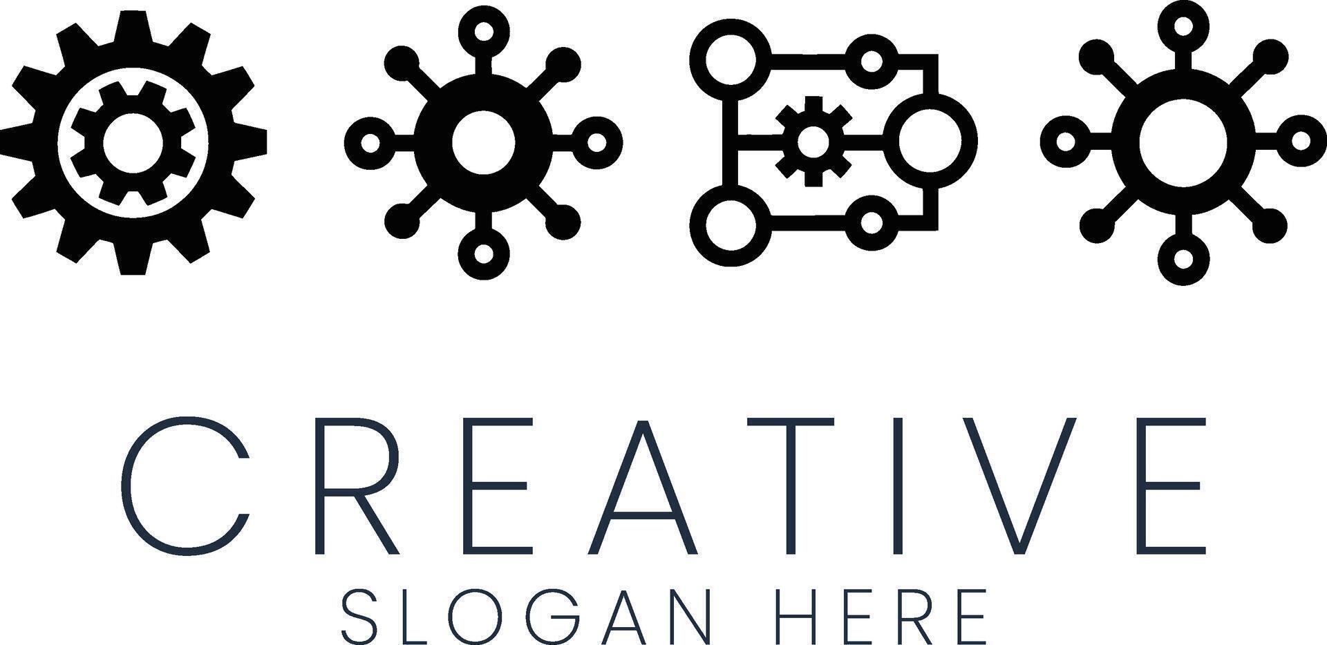 Abstract Black Gear Network Connection Icons Design idea lines white modern symbol vector