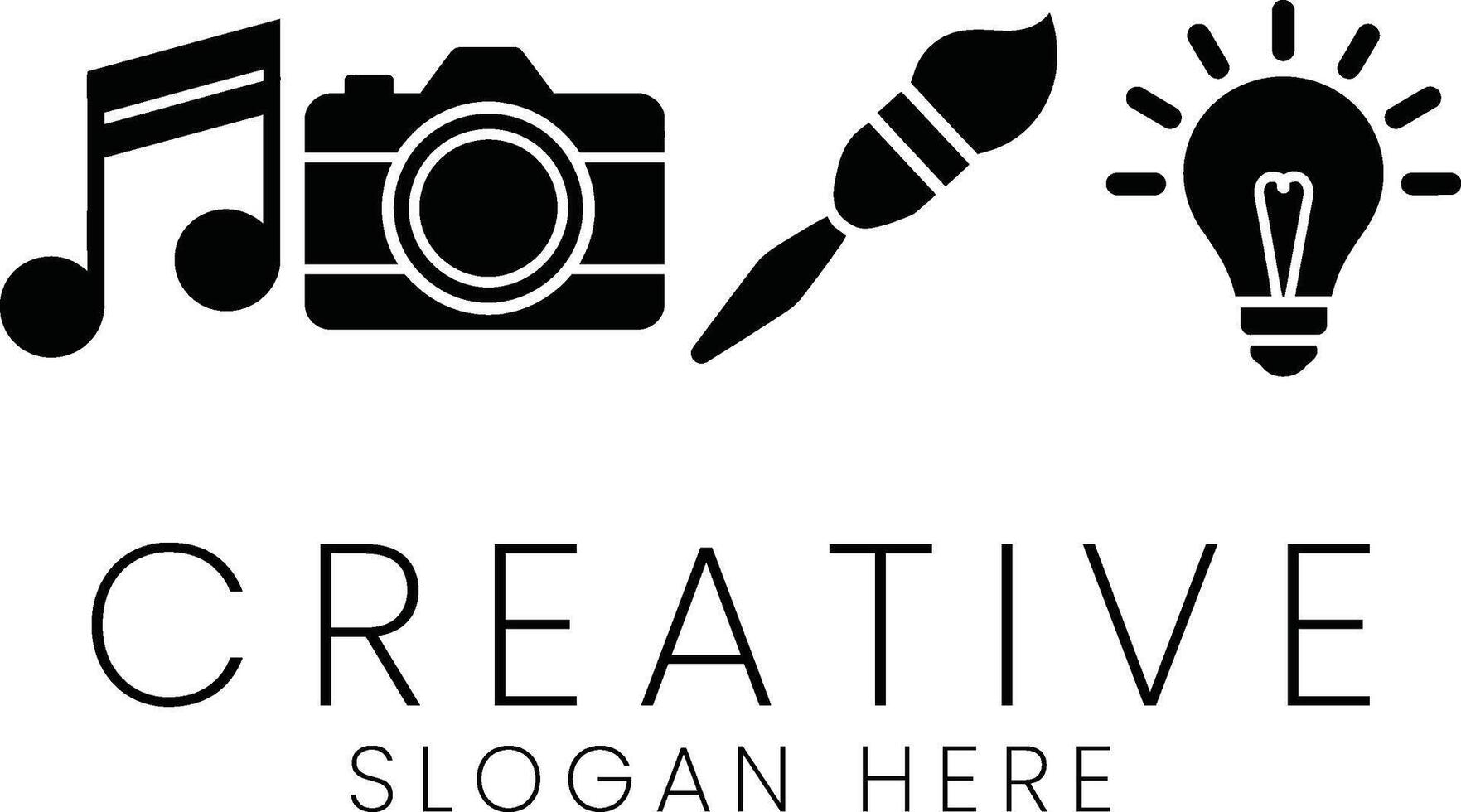 Creative Studio Design Music Camera Art Idea icon note mark image brush brand style vector