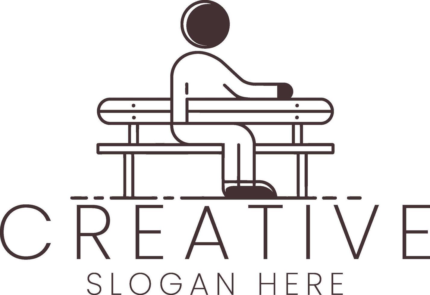 Simple Person Sitting on Park Bench Minimalist Design art man icon line rest calm vector