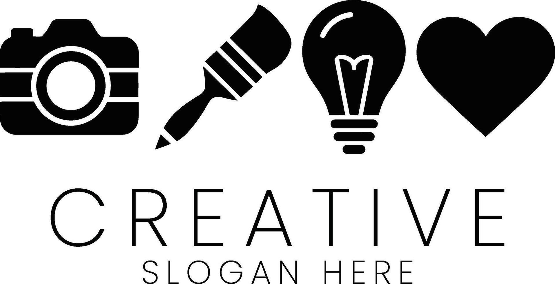 Passionate Creative Studio Design Concept Art idea love icon brush paint heart black vector
