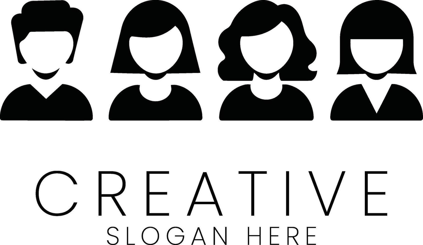 Simple Black Icons Team People Group Avatar Design man set art male flat users woman vector
