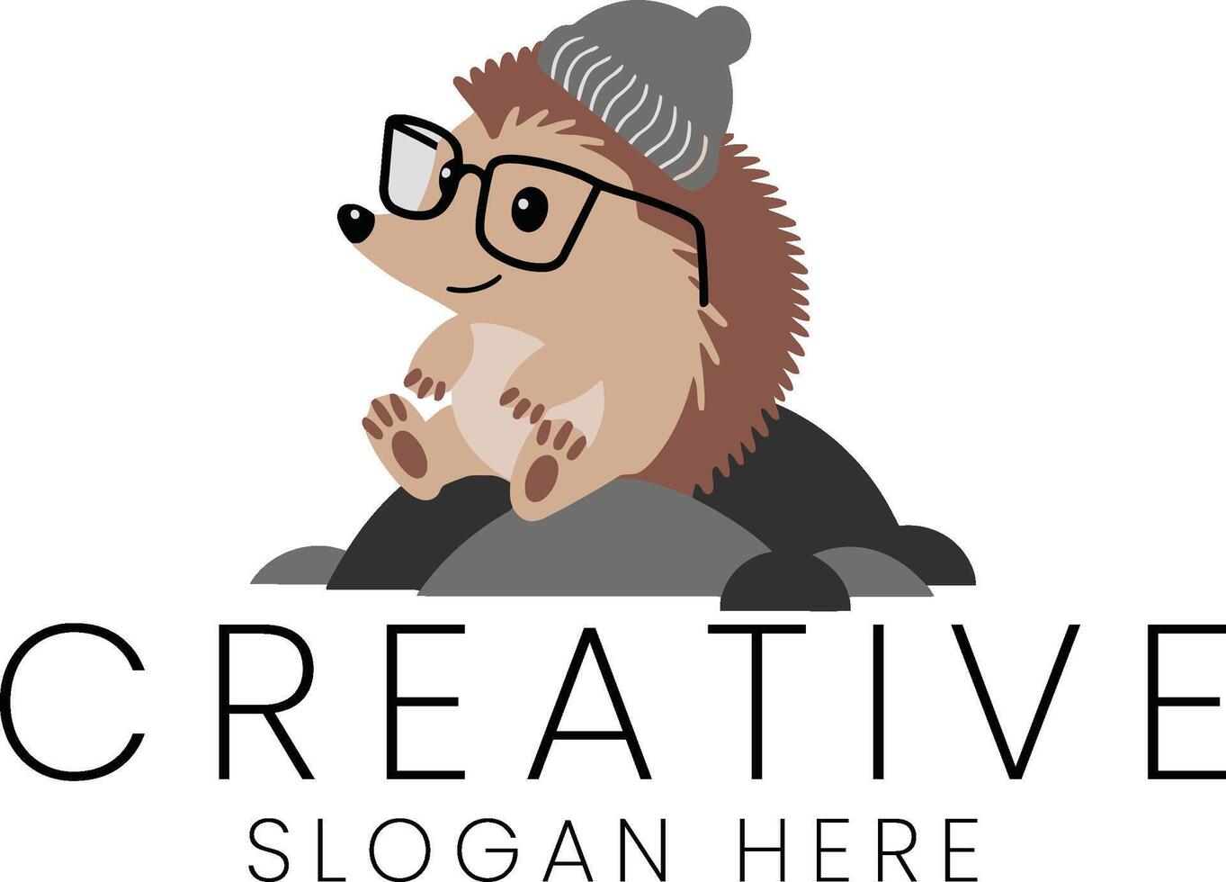 Adorable Hedgehog Wearing Glasses Creative Design hat art cute icon cute grey funny vector
