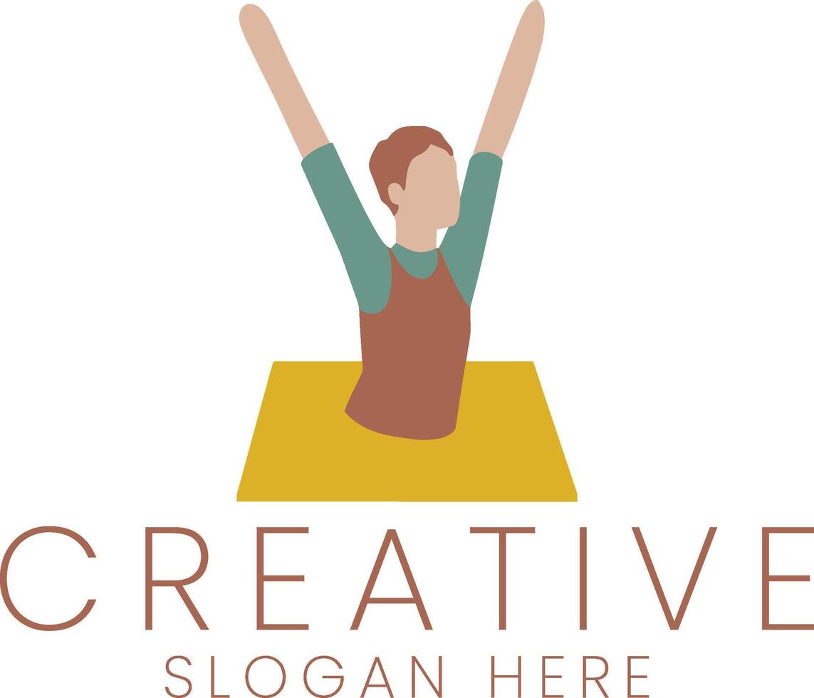 Abstract Creative Person Design Template Yellow Brown Green art icon flat style image modern vector
