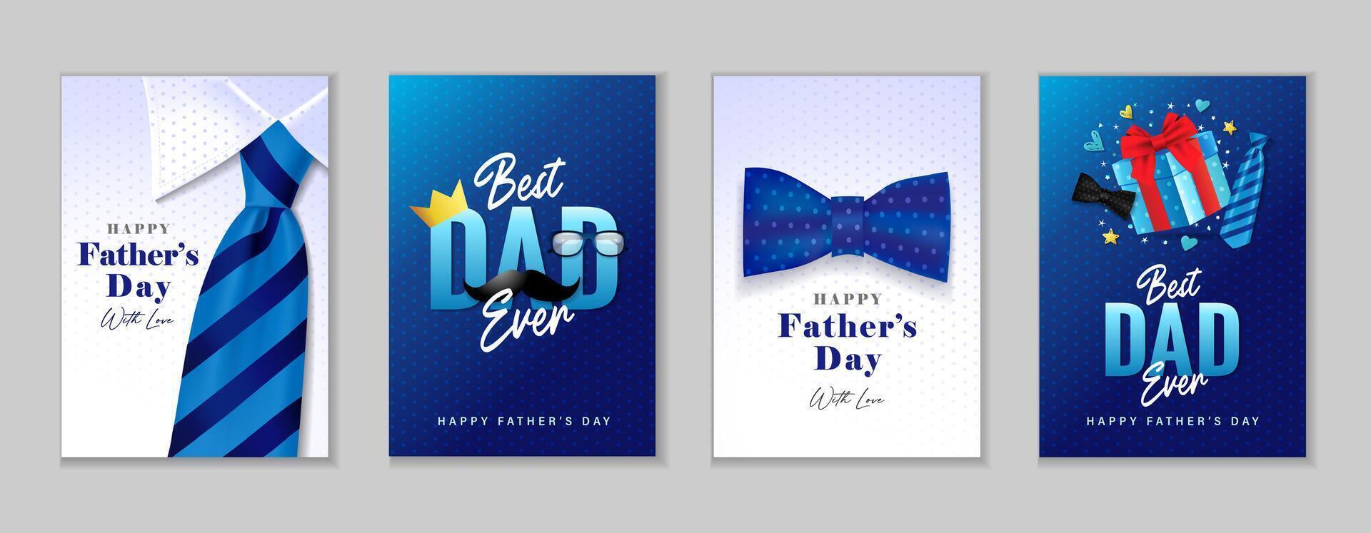 Happy Father's Day greeting cards collection vector