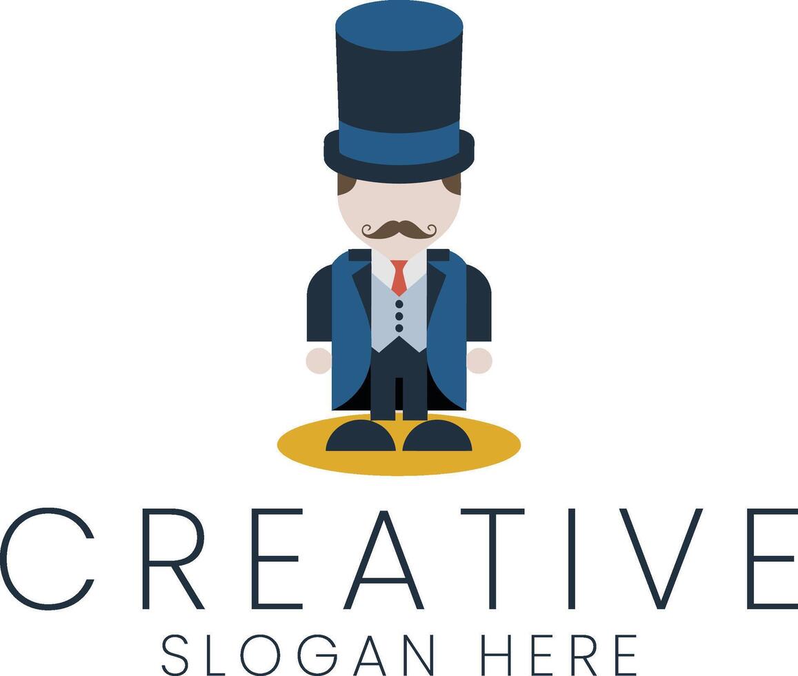 Elegant Gentleman Design Creative Business Branding Illustration Hat Icon Flat Image vector
