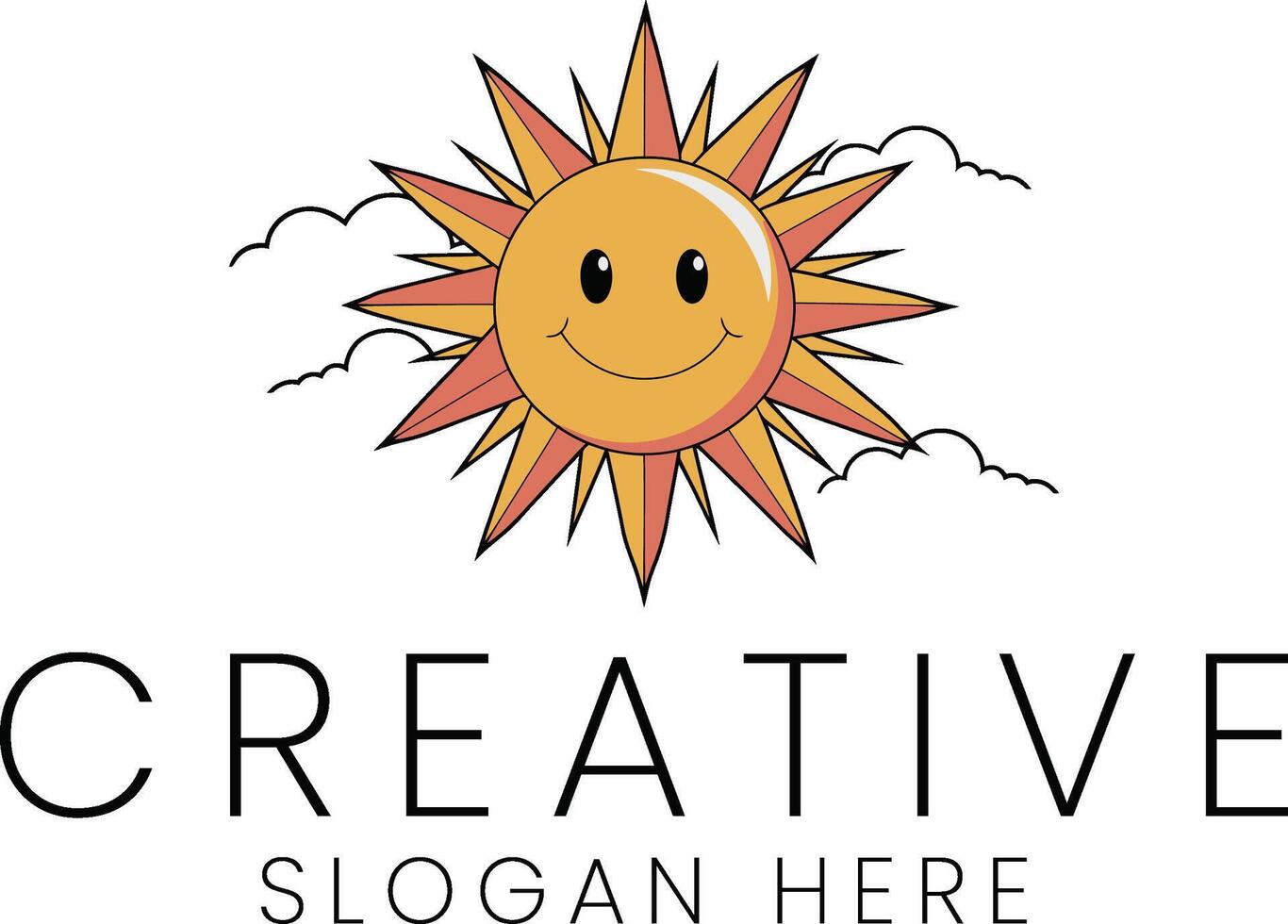 Happy Smiling Sun Cartoon Design Illustration Graphic Sky Cute Icon Image Brand Yellow Orange vector