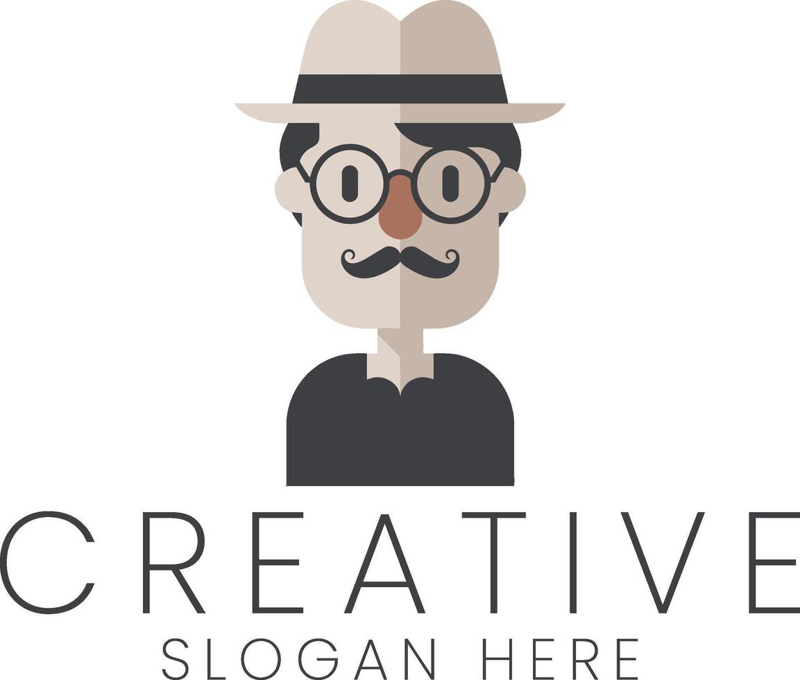 Stylish Man Creative Design Illustration Modern Minimalist Flat Icon Graphic Person vector