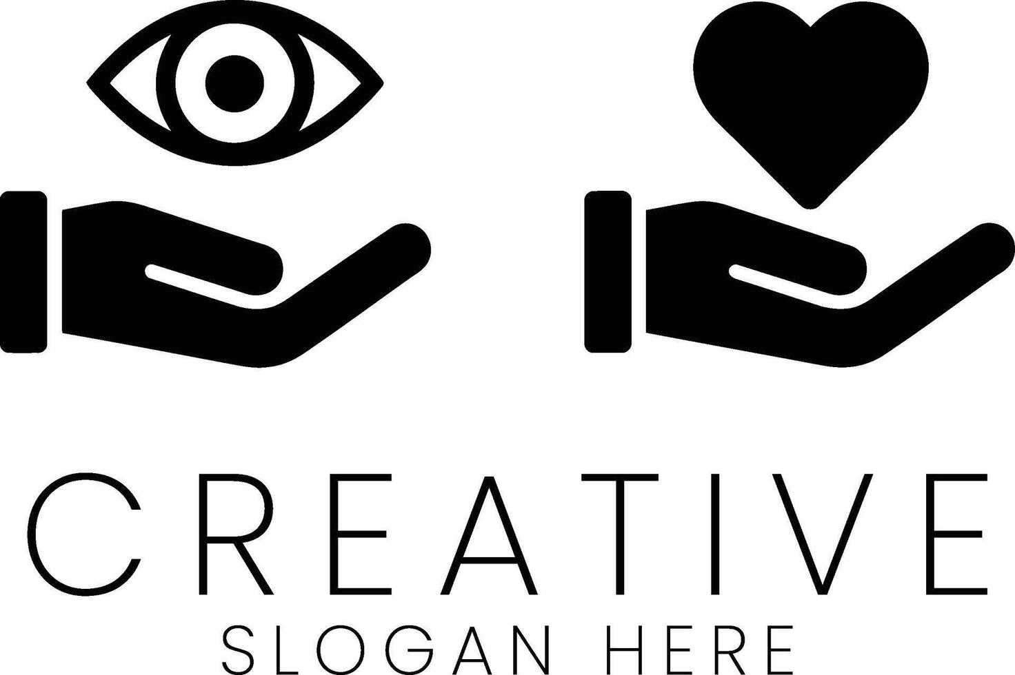 Giving Hands Holding Eye Heart Icon Design Simple Minimalist care love flat hope help vector
