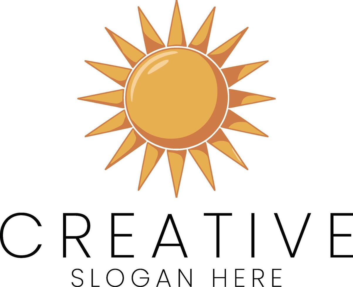 Golden Sunburst Design Creative Brand Identity Template icon warm yellow symbol simple vector