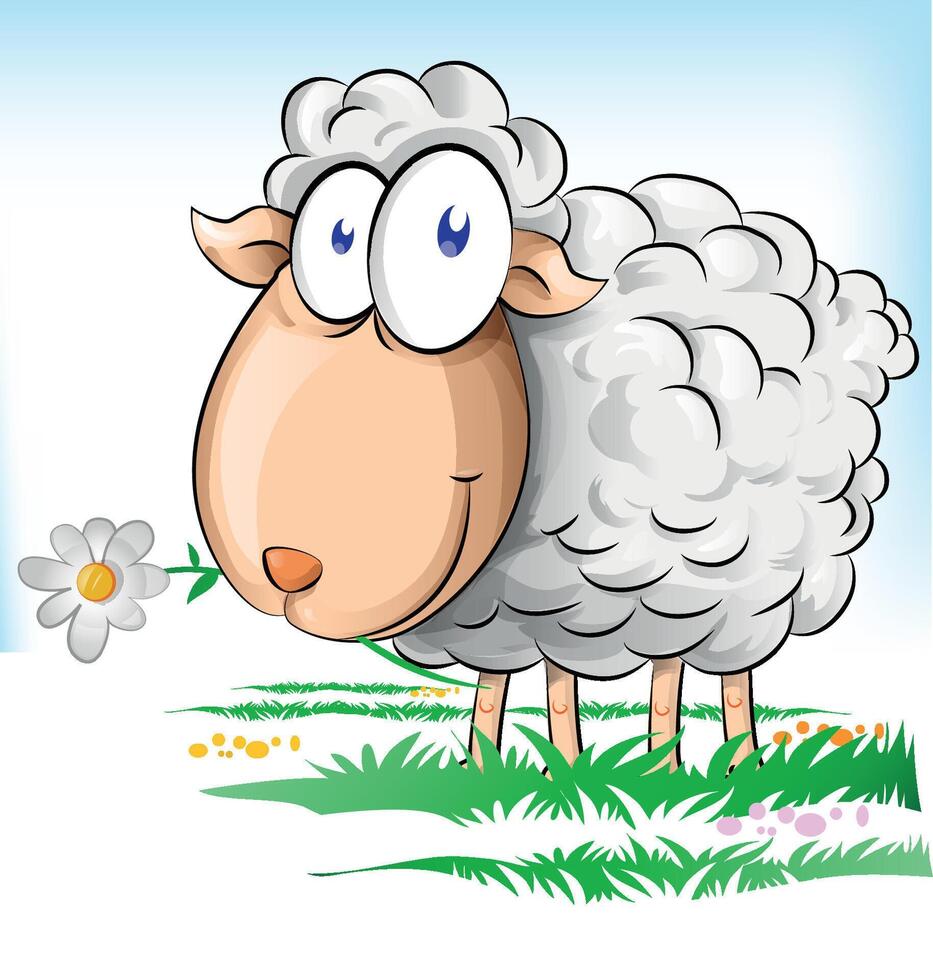 sheep cartoon on background vector