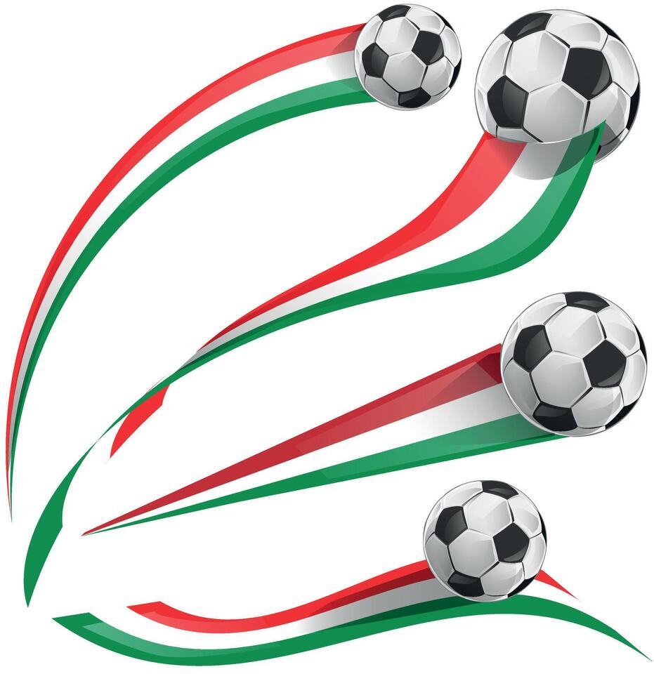Italian flag set with soccer ball vector