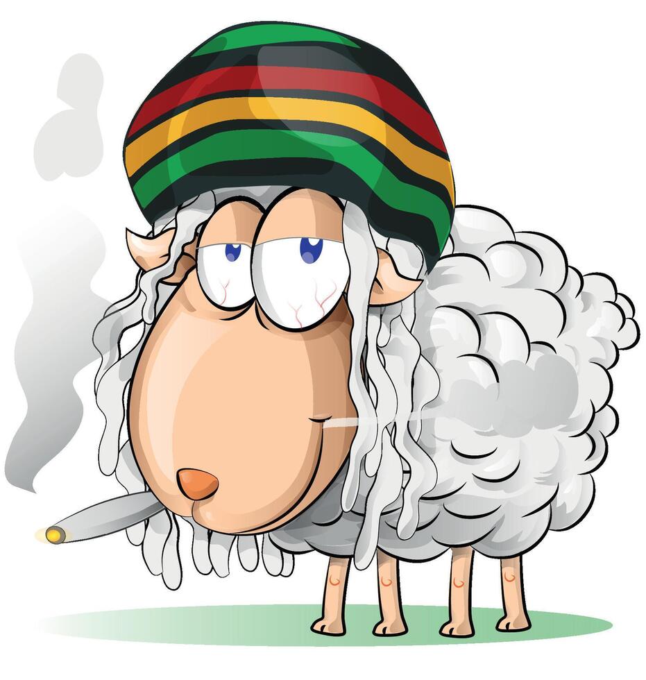crazy jamaican sheep cartoon vector