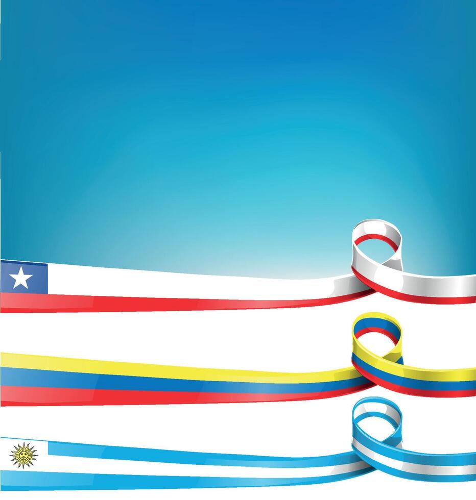 chilean, Uruguayan and colombian flag vector