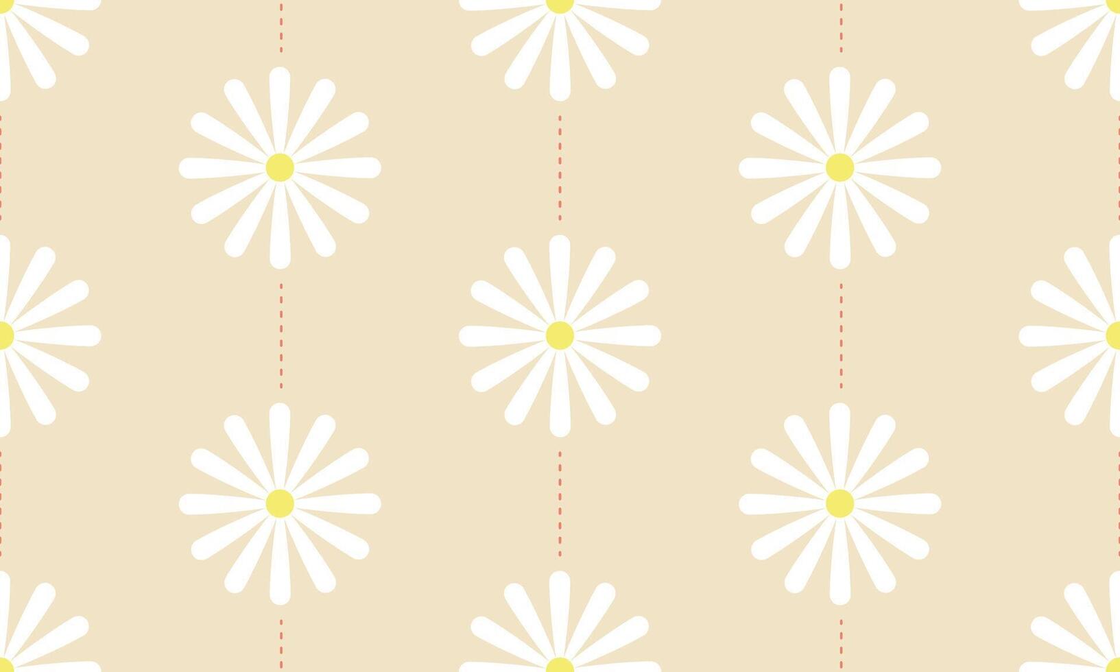 a pattern composed of white daisies flower with line on yellow pastel background , design for fabric or various pattern printing works. vector
