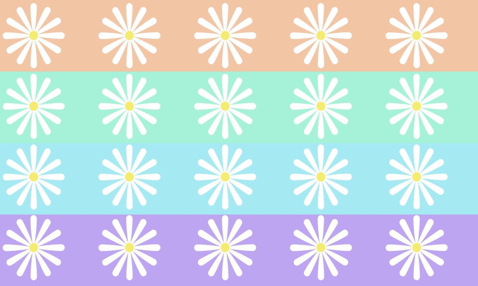 a pattern composed of white daisies flower with stripes pastel background , design for fabric or various pattern printing works. vector