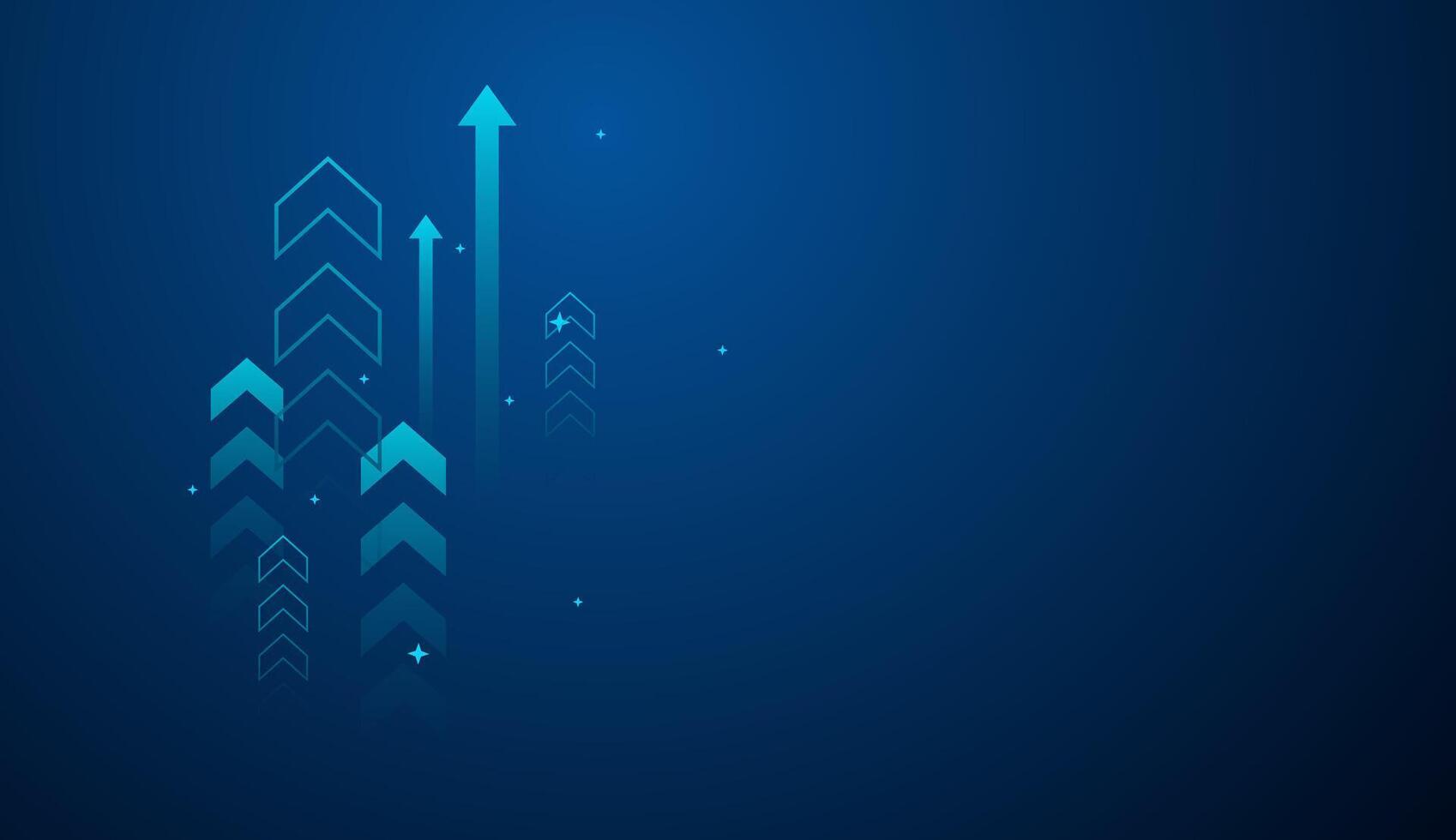 A business arrows up to sucess in technology stlyes, with Growing up arrows blue in business trend, differents arrows on gradient blue background vector