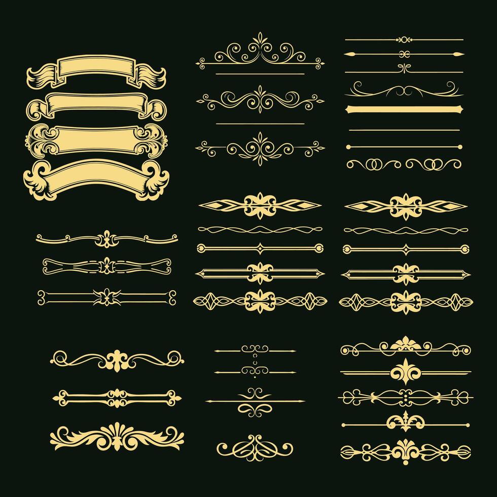 Elegant vintage Golden Italian Calligraphic Design Elements for Page Decoratio vector