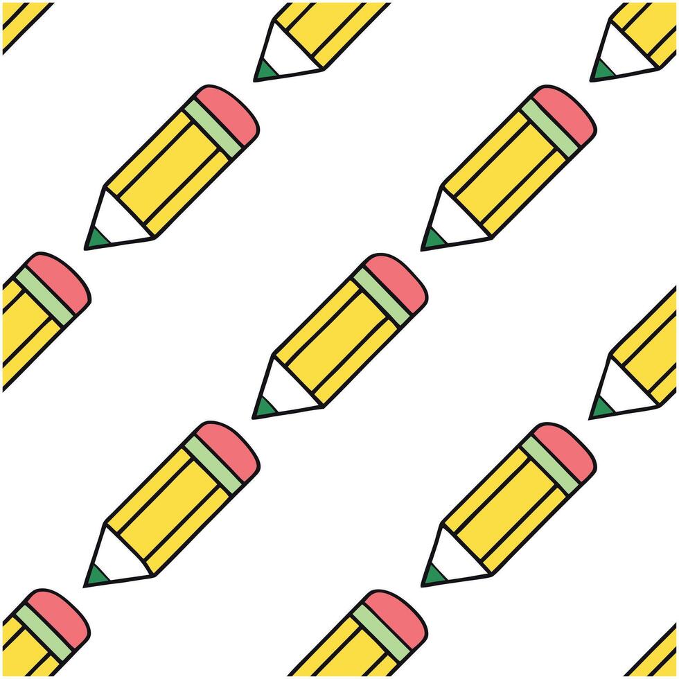 multi color Cartoon Pencils Seamless Pattern vector