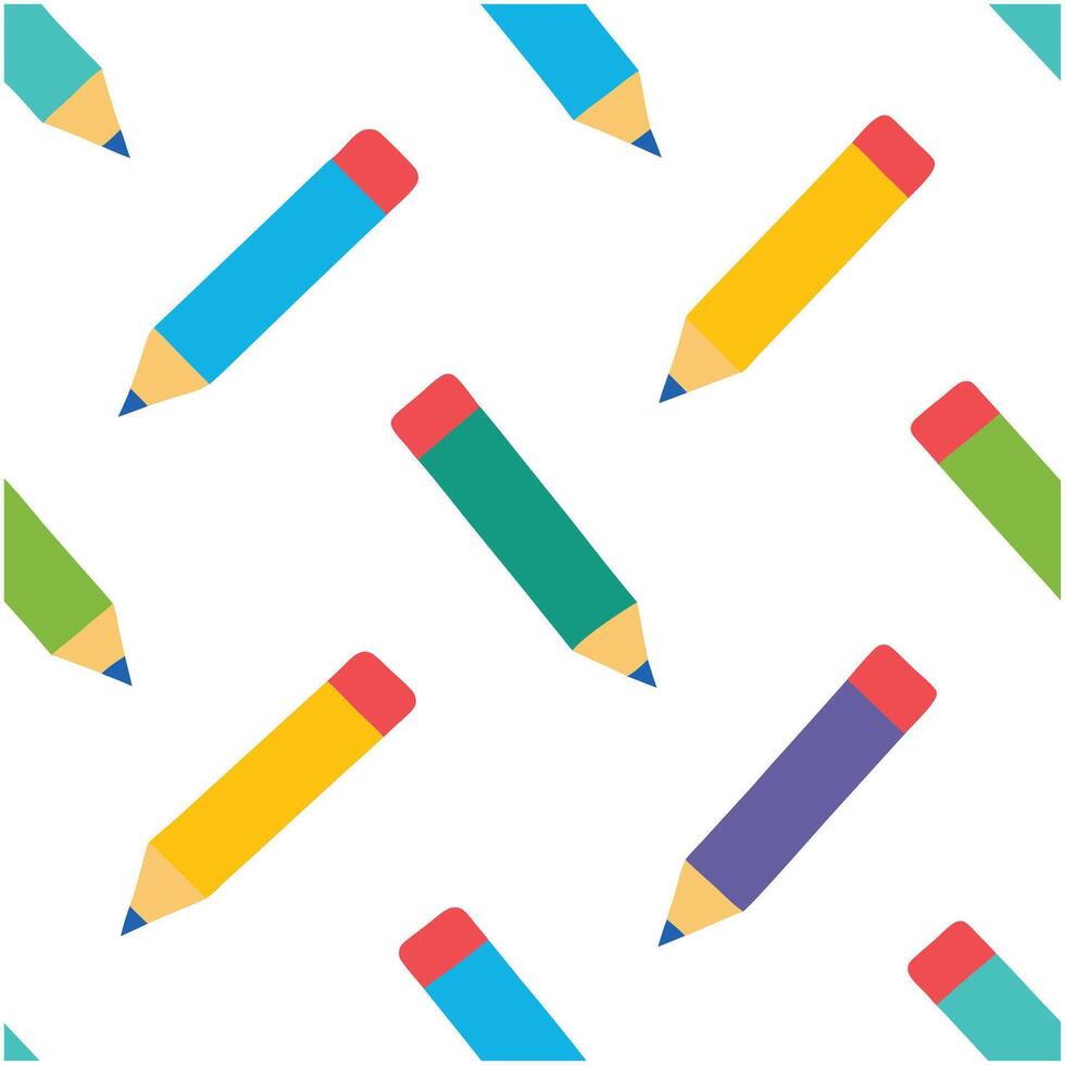 Colorful multi color Pencils Seamless Pattern vector