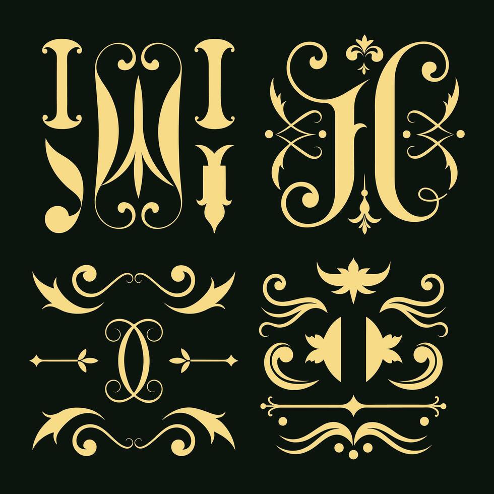 Golden Italian Design Elements for Page Decoratio vector