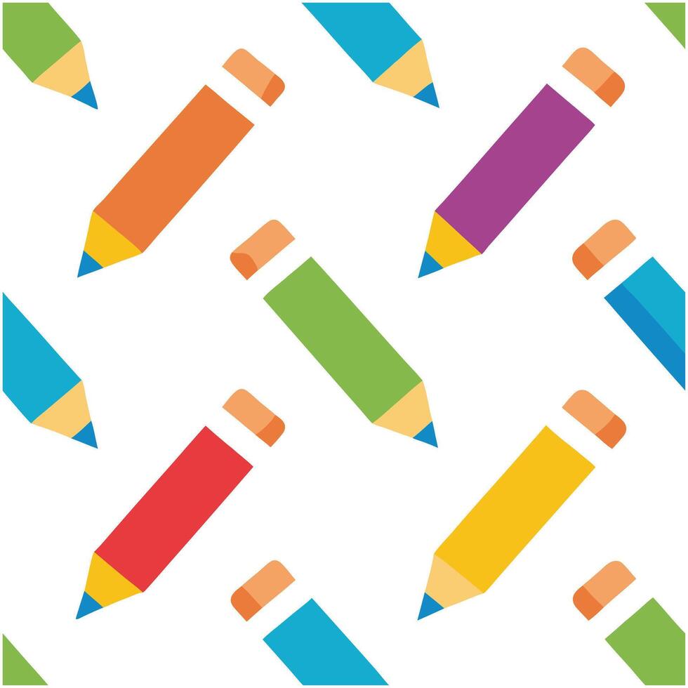 Colorful multi color playful Cartoon Pencils Pattern vector