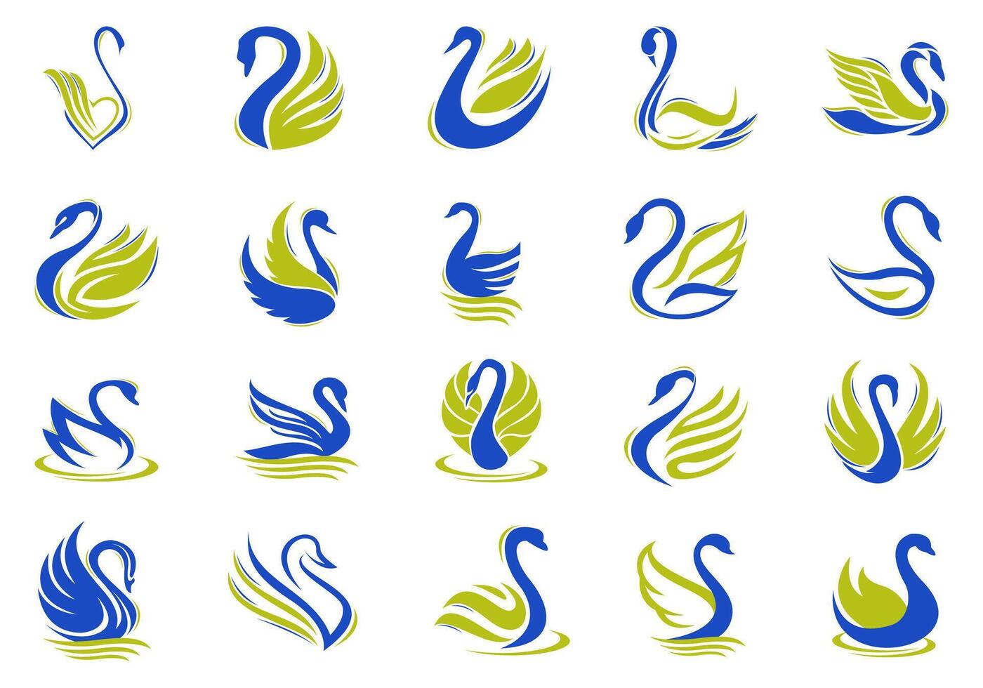 Swan Logo Icon Element Set vector
