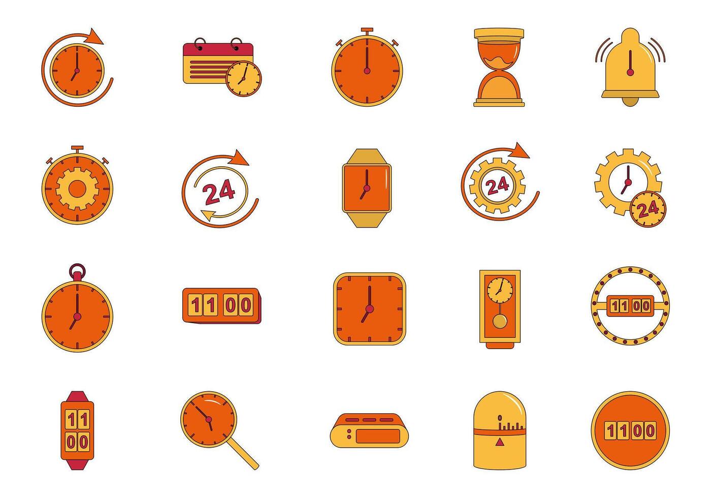 Time And Clock Icon Element Set vector