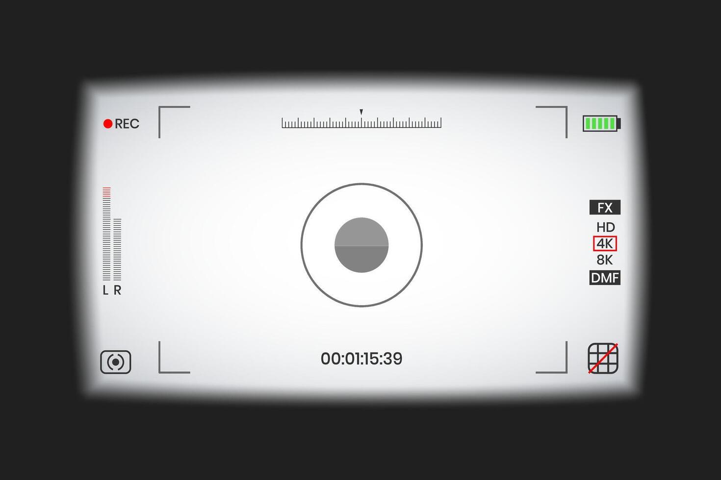 Camera viewfinder or photo rectangle frame recorder flat style design illustration. vector
