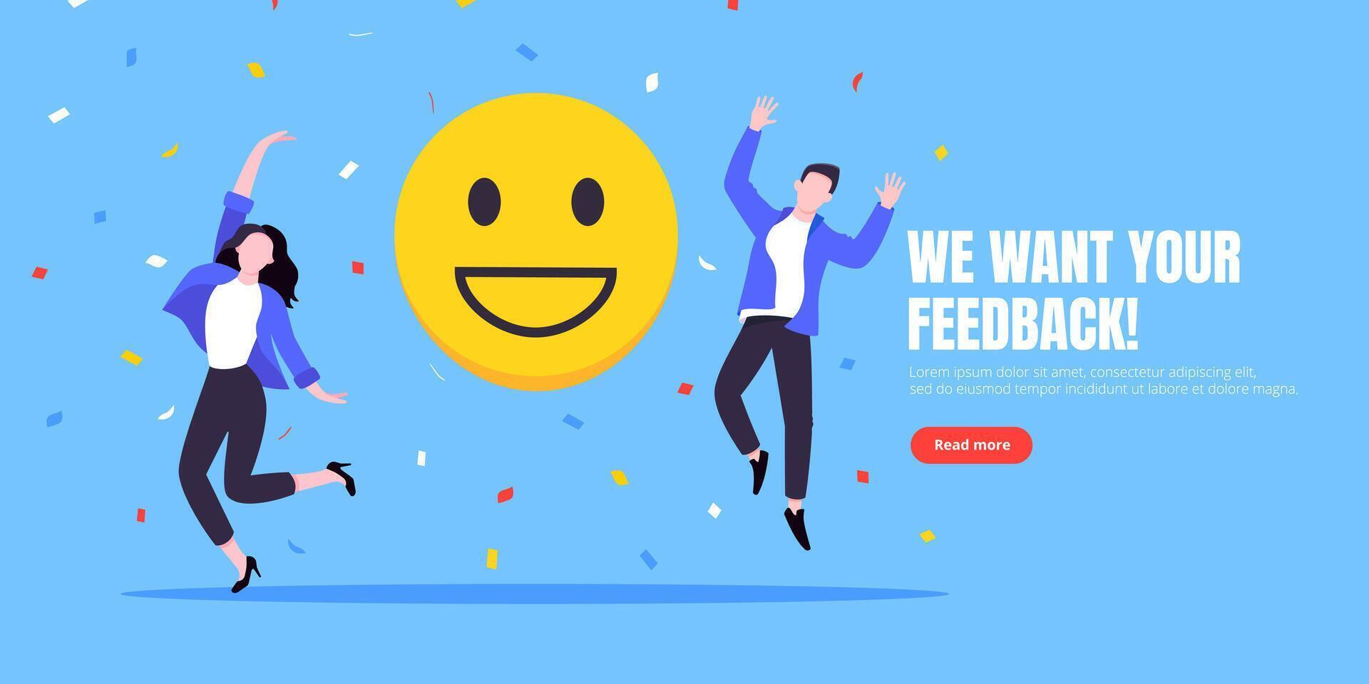 Employee smile wellbeing and positive emotions attitude business concept flat style illustration. vector