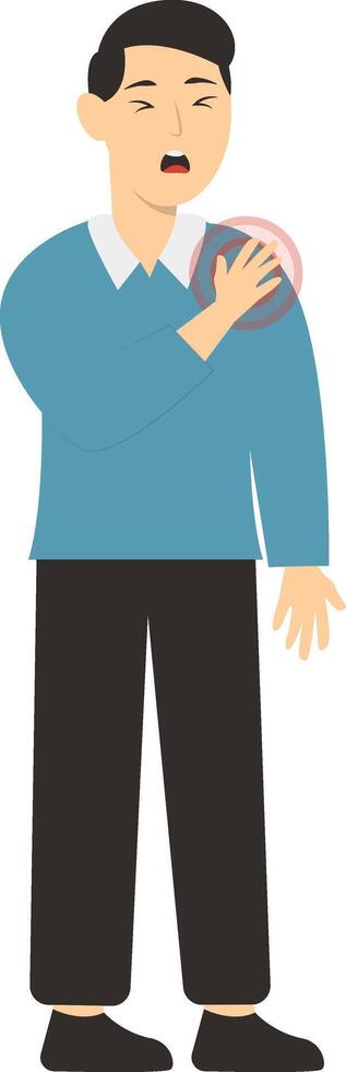 Male Character with Sick Isolated on White Background. vector