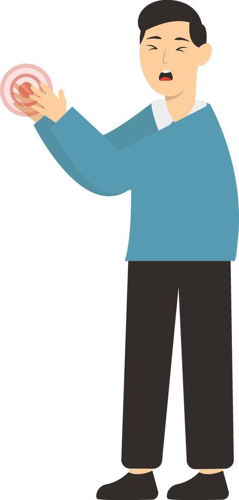 Male in Sick Character. Man Suffering vector