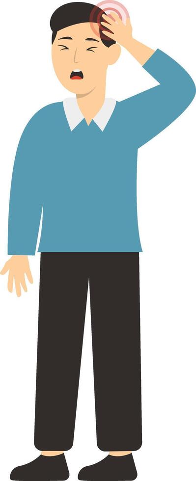Male Character with Sick Isolated on White Background vector