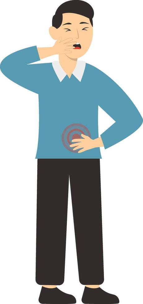 Male with Sick Character. in Cartoon Design. vector
