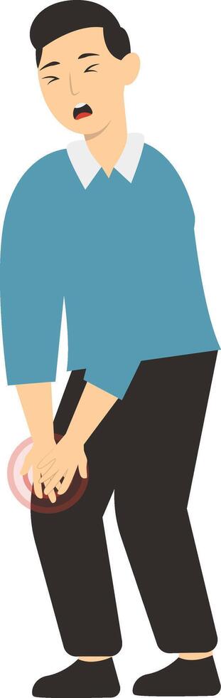 Male Character with Sick. Isolated on White Background. vector