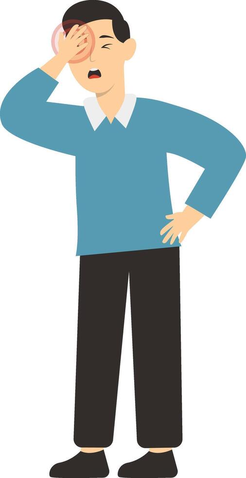 Male with Sick Character. in Flat Cartoon Design. vector