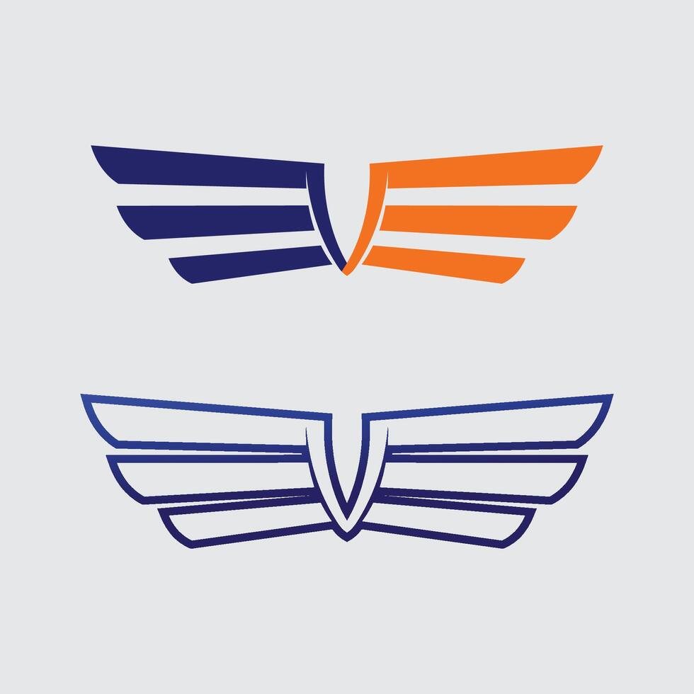Wing set logo and animal icon sign stock logo design graphic illustration vector