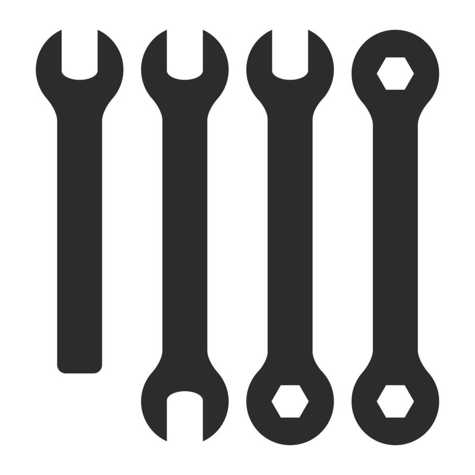Repair Tool Wrench Silhouette. Wrench Element on White Background. Black Wrench Icon. vector
