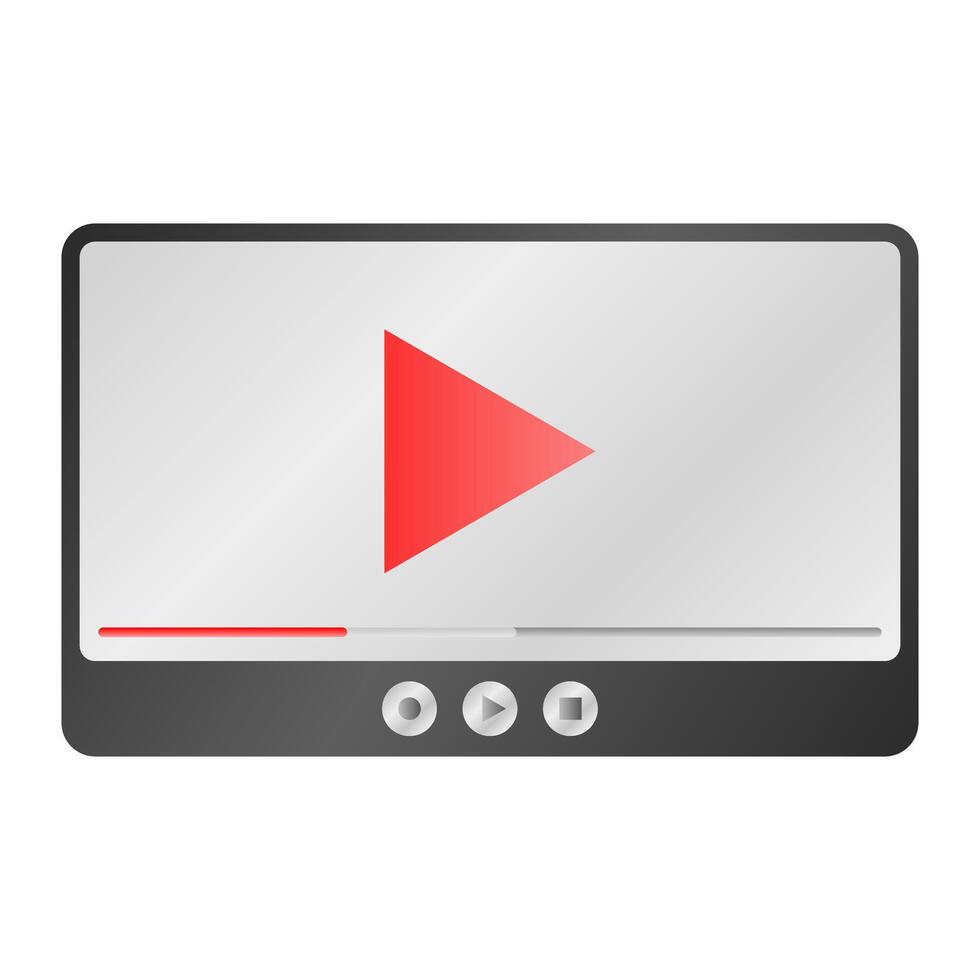 Player Interface. Play Button Icon. Progressing Bar with Slider Bar, and Stop Buttons. vector