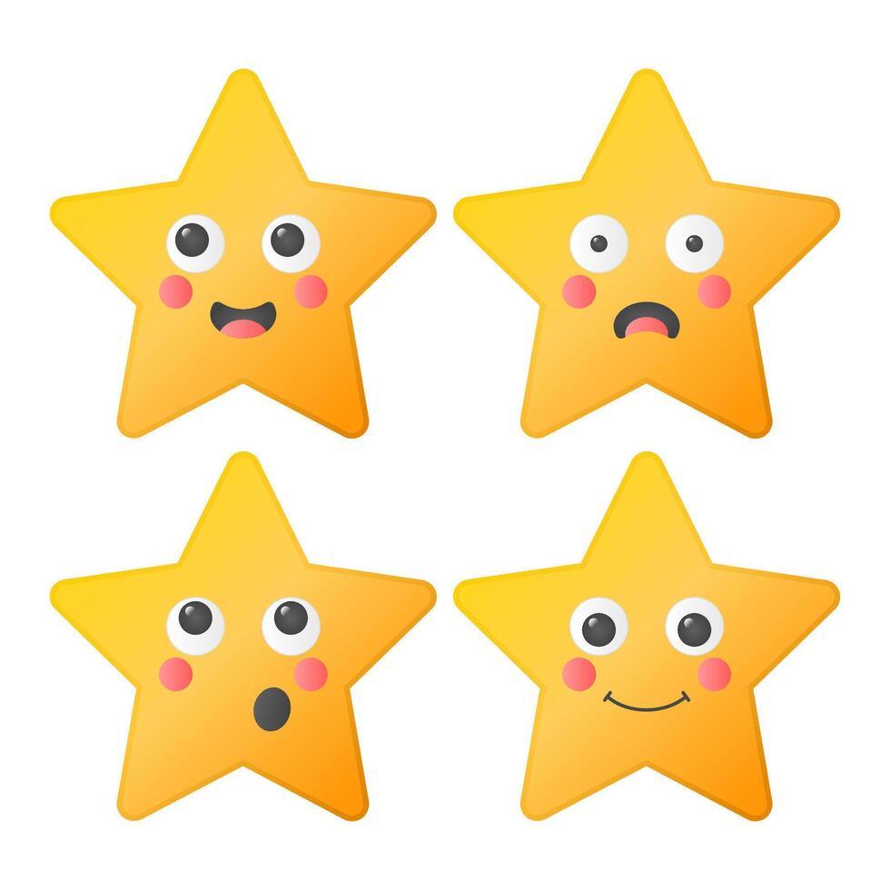 Cute Star with Expression Face. Surprised Star. Cute Star Character. vector