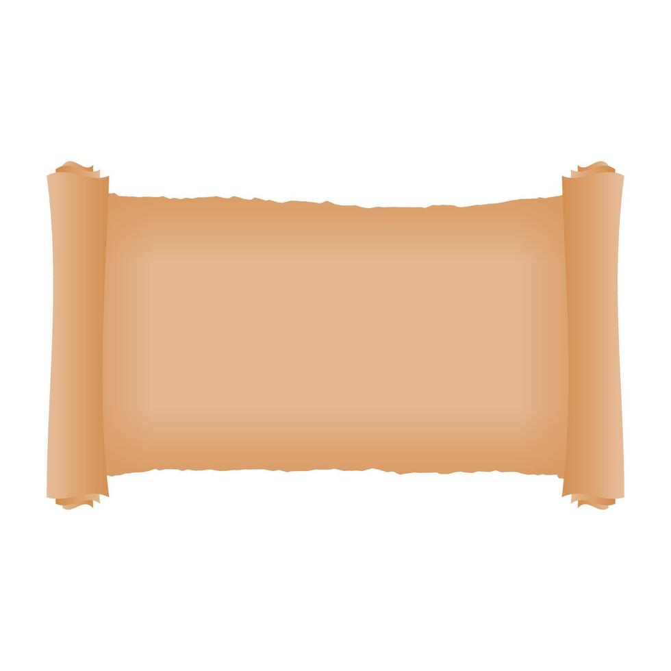 Vintage Paper Scroll Damaged. Blank Vintage Parchment Paper Roll. vector