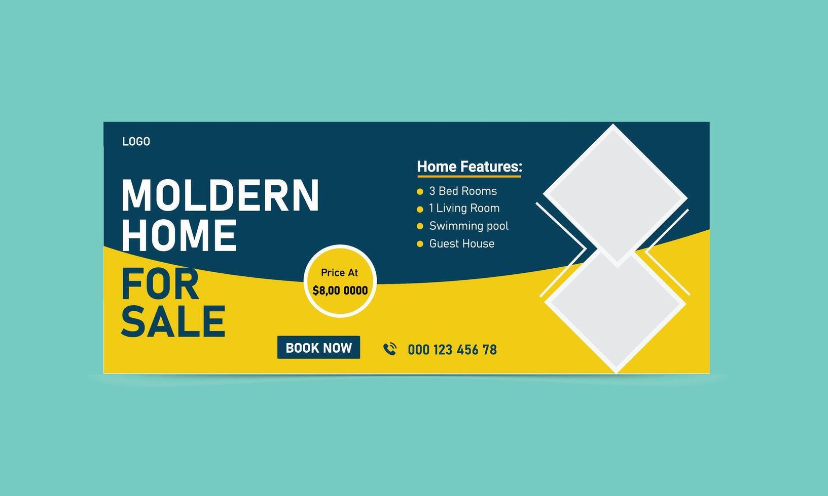 Modern Real Estate Banner Elegant Home for Sale Ad Template vector