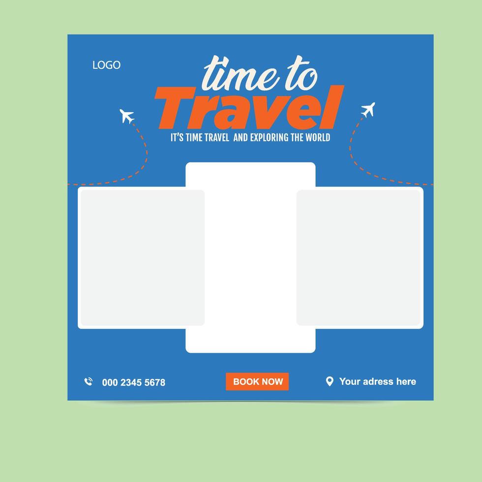 Wanderlust Travel Social Media Post Adventure Awaits Design vector