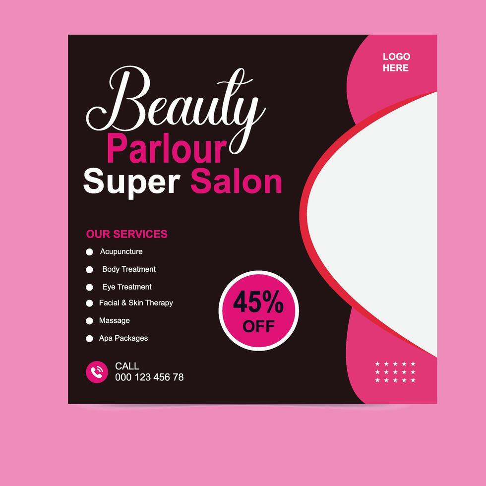 Social Media Post Designs for Beauty Parlors And Spas vector