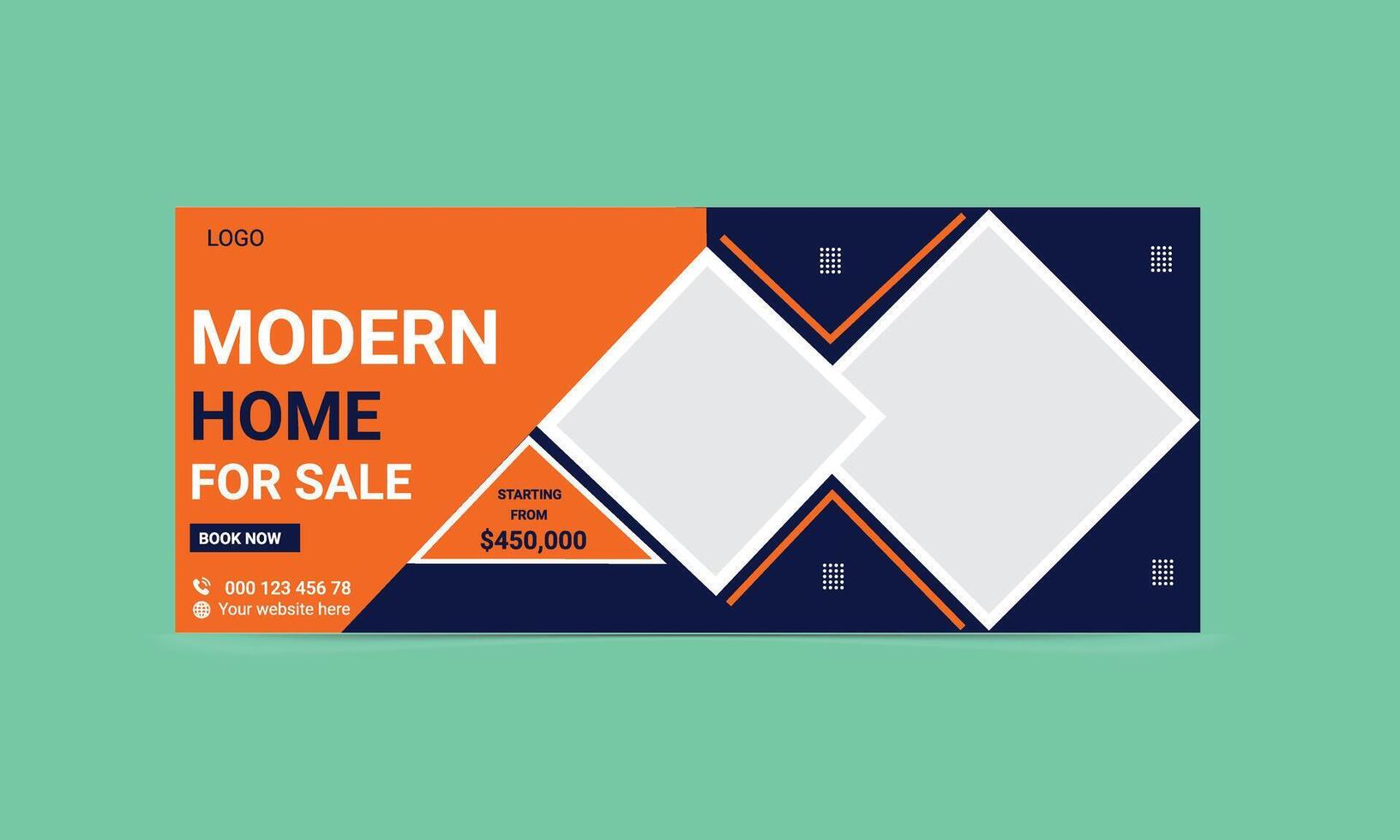 Modern Home Listing Banner Real Estate Website Promotion Template vector