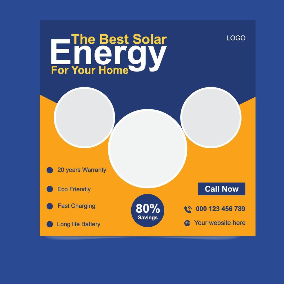 Go Green with Solar Energy Eco-Friendly Social Media Template vector
