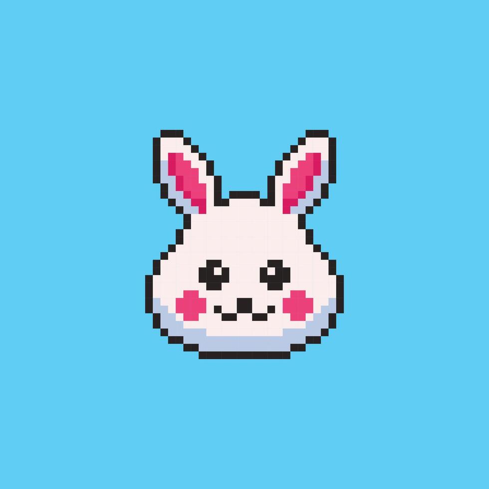 Pixel art Kawaii Bunny game asset design vector
