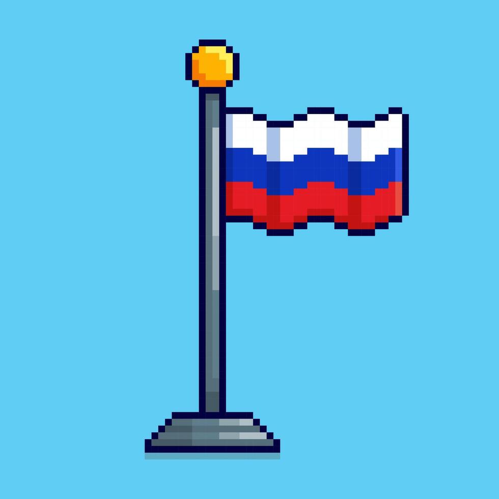 Pixel art Russia Flag game asset design vector