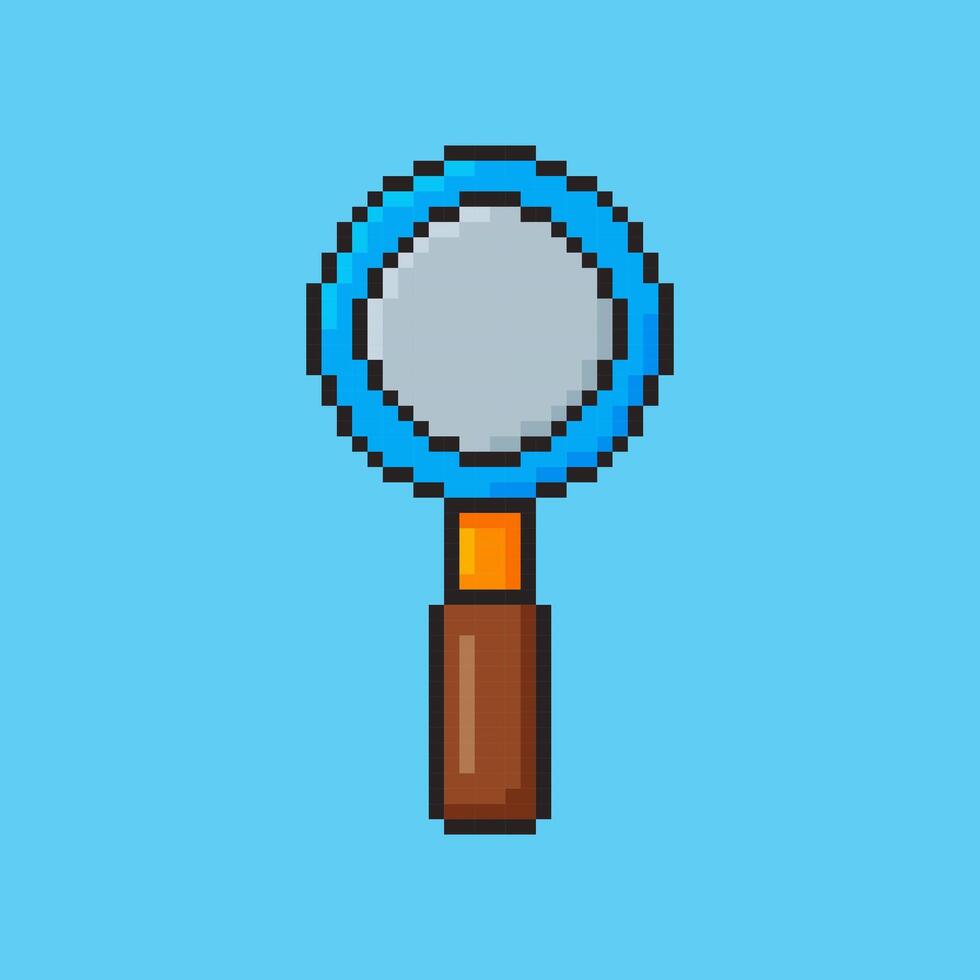 Pixel art magnifier glass game asset design vector