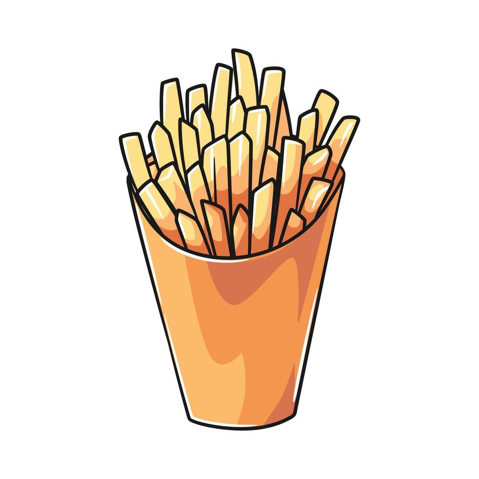 Simple and Versatile French Fries Illustration with Paper Wrapper vector